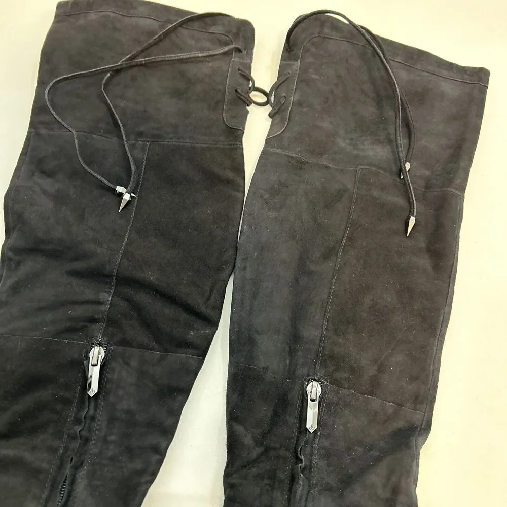 Sam Edelman Women 8.5 M KAYLA Black Suede Over The Knee Boots 3063‎